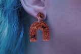 Orange Glitter and Bats Resin Earrings