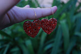 Roxanne Red Big Glitter Heart Earrings