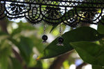 Black Obsidian Mini Sphere Earrings With Silver Stand