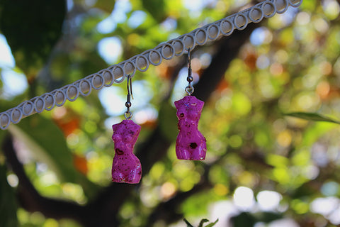 Itty Bitty Pink Love Glitter Goddess Earrings