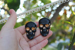 Black and Gold Skull Earrings