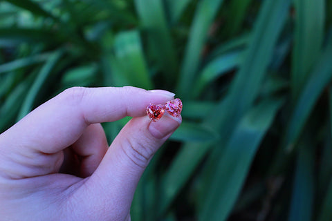 Lovey Dovey Pink Tiny Glitter Heart Studs