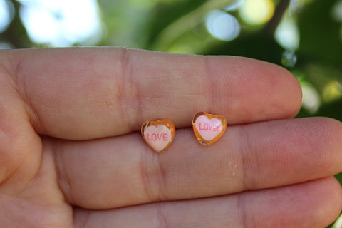 Love Tiny Conversation Heart Studs