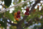 Plus Size Gold Leaf And Red Glitter Goddess Earrings