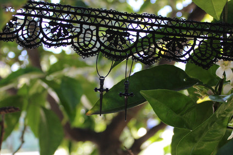 Black Mini Dagger Hoop Earrings